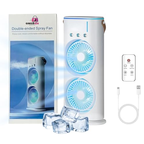 USB Portable Double-Ended Mist Fan with Remote Control & RGB Ligh...