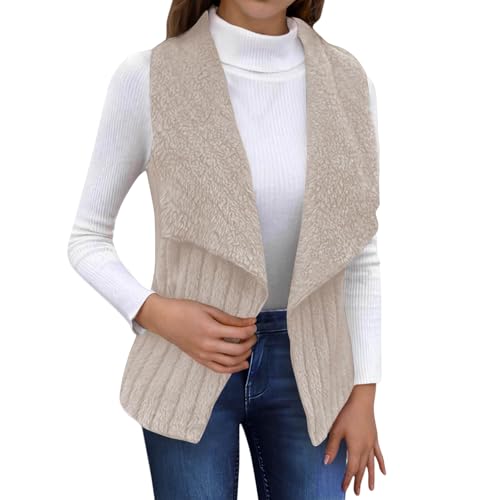 Sleeveless Sweater Vest Women Lapel Open Front Flannelette Coat Business Casual Premium Knit Vest Jacket