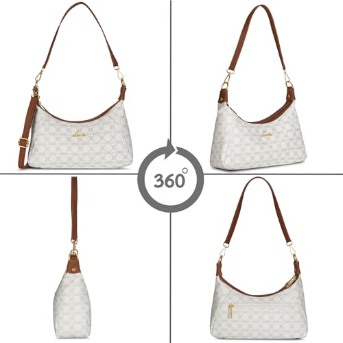Image of Lavie Women's Monogram Leona 2-Compartment Hobo Bag | Hobo Handbag for Work | Ladies Purse | Stylish Shoulder Bag | Gift For Women