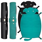 SIQUK 2 Piezas Bandeja de Dados Perros Tablero de Dado Plegable Tapete para Dados Cuero PU Dice Tray para DND RPG (Cian, Negro)