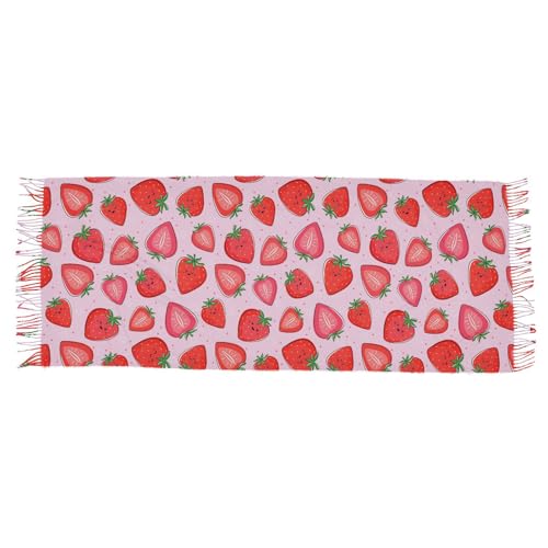 Women's Cute Strawberry Scarf Pashmina Feel Shawls Wraps Fall Winter Warm Large Scarves Fashion Tassel Long Scarf2