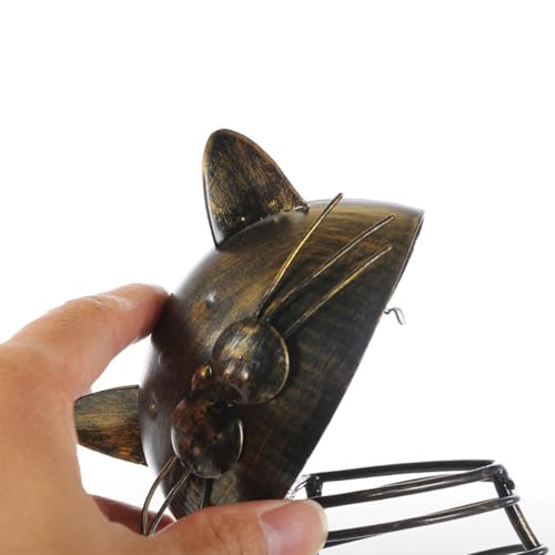 Soporte creativo para botellas de vino de hierro con forma de gato miniatura 3