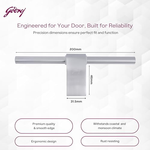 Image of Godrej Door Fitting | Aldrop Lock for Left & Right Handed Doors | Suitable for Main & Inner Doors of Residential & Commercial complexes | Size 12 x 200 mm | Satin Nickel Finish