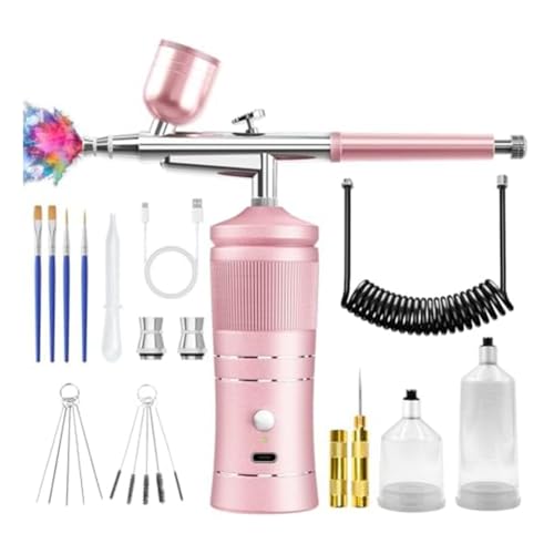 Kznifmk Kit de Aerógrafo con Compresor, Kit de Aerógrafo de Alta Presión de 48 PSI con Boquilla de 0,3/0,5 mm y Juego de Cepillos de Limpieza B