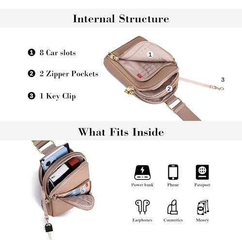 Image of INICAT Small Travel Purse,Anti Theft Crossbody Bag for Women | RFID Blocking, 8 Card Slots,Secure Back Zipper Pocket,Sling Style