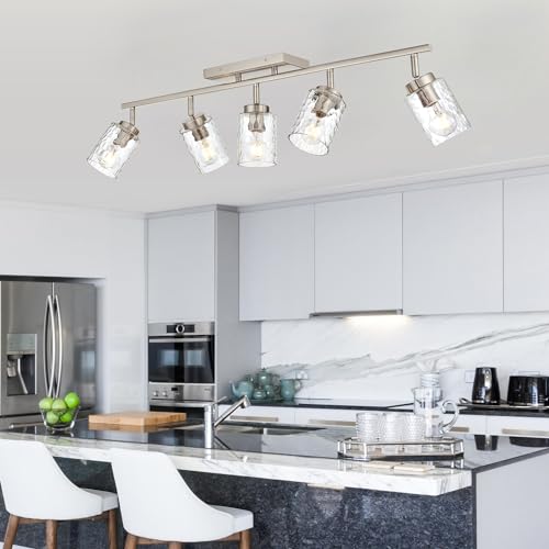 TULUCE 5-Light Industrial Bathroom Vanity Lights, Brushed Nickel Track Lighting