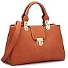 Dasein Women Satchel Handbags Top Handle Purse Medium Tote Bag Vegan Leather Shoulder Bag Brown