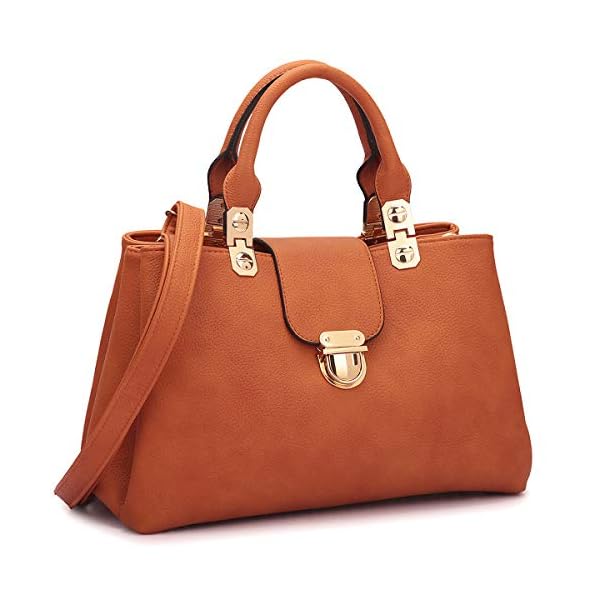 Dasein Women Satchel Handbags Top Handle Purse Medium Tote Bag Vegan Leather Shoulder Bag Brown