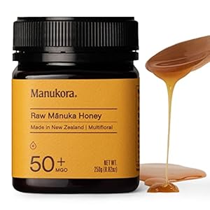 Manukora Raw Manuka Honey MGO 50+, New Zealand Honey, Non-GMO, 3rd-Party Tested, Glyphosate Residue Free Certified, 2000+ Natural Compounds, Traceable from Hive-to-Hand, Daily Wellness Support â 250g