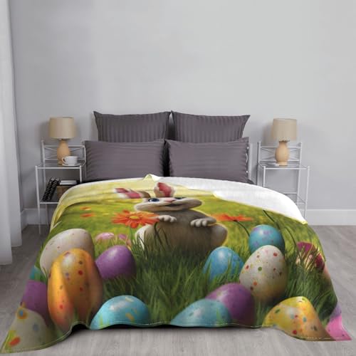 Couverture microfibre légère canapé plaid flanelle pelucheuse Happy Easter - 6