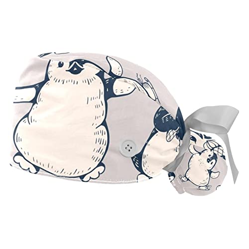 Chapeaux bouffants Pingouin JDEZ : lot de 2 casquettes de travail ajustables