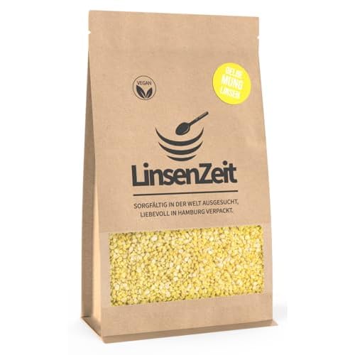 LinsenZeit Gelbe Mung Linsen 600g – Yellow Moong Dal/Split Mung Beans/Yellow Split Gram – Mild & cremig im Geschmack – Ideal für Dals, Suppen, Currys & ayurvedische Gerichte – Vegan, proteinreich