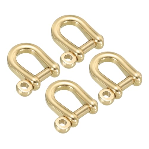 PATIKIL D-Ring Schäkel, 4er Pack 6mm Innere Breite Messingstift Schäkel U-Typ Fob Schlüsselhaken Kleine Bügelschäkel für DIY Handwerk Leder Ersatz