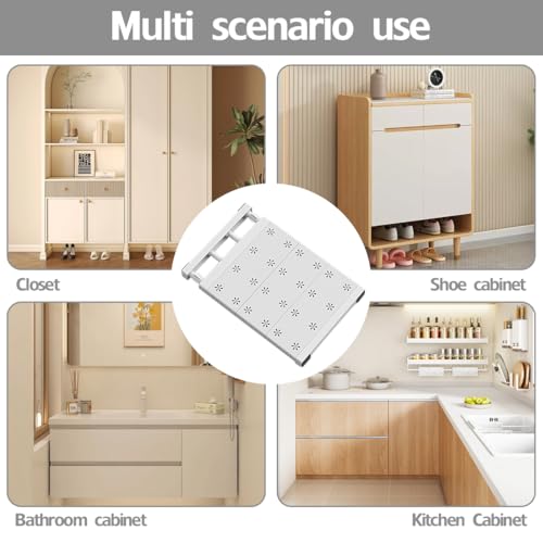 Wapasezyar Verstellbare Regale für Schrank, Erweiterbares Schrankregal, Nagelfrei Teleskop Regaltrenner für Küche, Badezimmer, Einlegeböden für Kleiderschrank, 24cm Weit, Verstellbare Länge 38-60cm