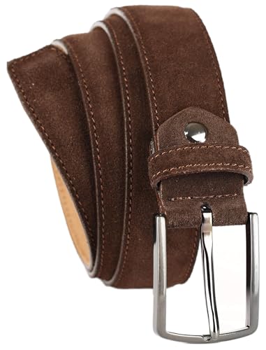QUAMOD Wildleder Gürtel Damen Herren Hochwertiger Velours Ledergürtel Unisex 3,5 cm (35 mm) breit, Velourleder gürtel mit Geschenk-Box umweltfreundliche und faire Produktion