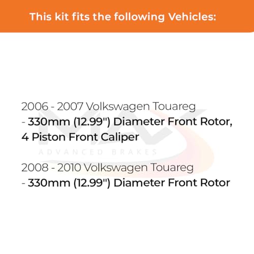 Image of Max Advanced Brakes Front & Rear Brake Kit Compatible With 2006-2010 VW Touareg w /12.99 inch Fr Rotor 4 Piston Fr Caliper Replacement Premium OE Disc Brake Rotors and Ceramic Brake Pads