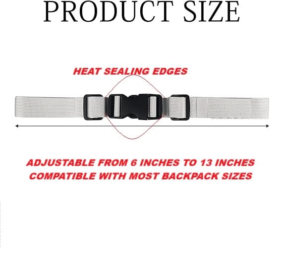 BASRI 2Pack Adjustable Quick Release Backpack Strap - Chest Strap for Travel Backpack, Camping Backpack - Reduces Back Strain & Improves Fit (Compatible with All Backpacks) (Gray, 1 Inch)