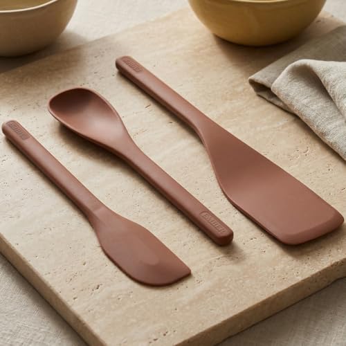 Image of Ember Cookware Silicone Spatula Set of 3 - Stir, Flip & Scraper | Platinum Grade Food Safe | Heat Resistant Up to 230C | Seamless Unibody Design | Terracotta