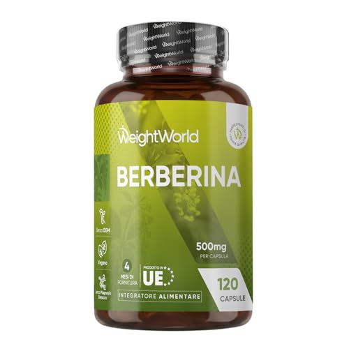 Berberina Vegana, 4 Mesi di Scorta, 1 Capsula al Giorno, Integratore Berberina 500 mg Pura 85%, 120 Capsule, Berberine Proveniente dalla Berberis Aristata, Senza Magnesio Stearato, Prodotto in Europa