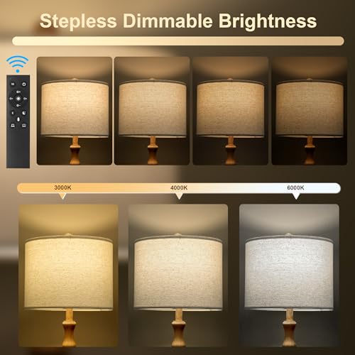 Image of BOBOMOMO 62 inch Rustic Farmhouse Floor Lamp with Remote & Dimmable 9W Bulb, 3 Color Temperatures Resin Standing Lamp, Retro Corner Tall Lamp for Living Room, Bedroom, Nursery, Office, Reading Nock