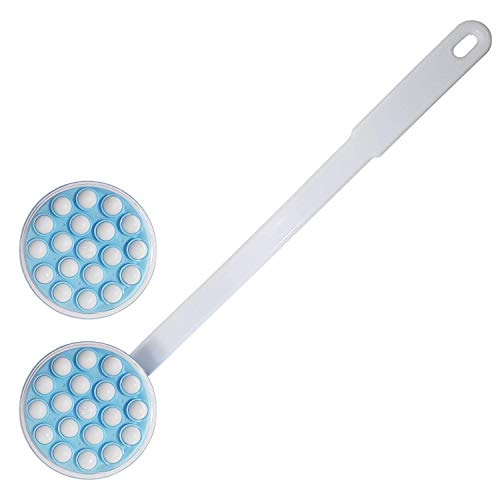 Faneli 2-in-1 Rückeneincremer & Massagegerät, Lange Griff Lotion Öl Creme Applikator Scrub Massager Dusche Reiben Pinsel, Rücken-Eincreamer Massage Creamer