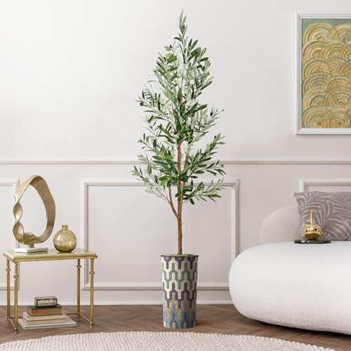 Artificialtreeinmodernplanterfakeolivesilktreeforindoorandoutdoorhomedecoration68overalltallplantpotplustree Urban Country Home Decor Artificial tree in modern planter fake olive silk tree for indoor and outdoor home decoration 68 overall tall plant pot plus tree urban country home decor