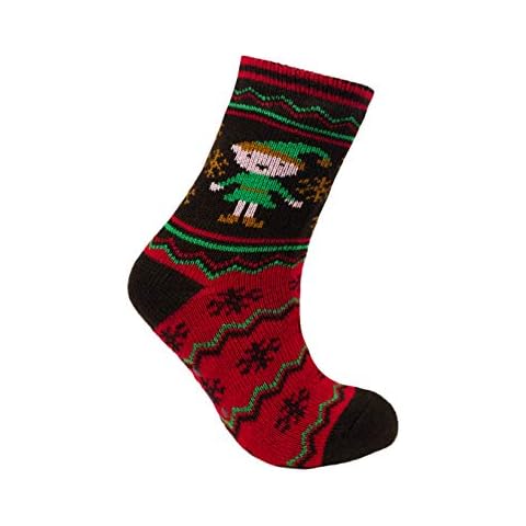 Kids Novelty Christmas Fleece Lined Slipper Socks (Elf) Cover