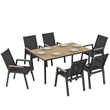 Outsunny Conjunto de Mesa y Sillas Jardín de 7 Piezas, Negro