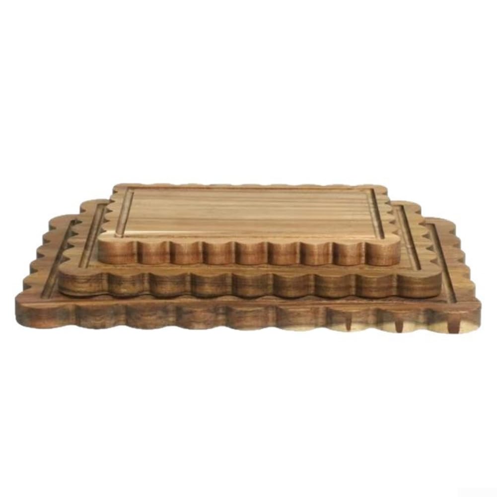 Set di 3 taglieri in legno di acacia, forma irregolare