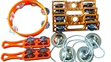 Combo Percussion Instruments Set | 1 Pair Jingle Bell | 1 Tambourine | 2 Set Hand Clapper | 2 Pics Hand Cymbals For Devotional Song