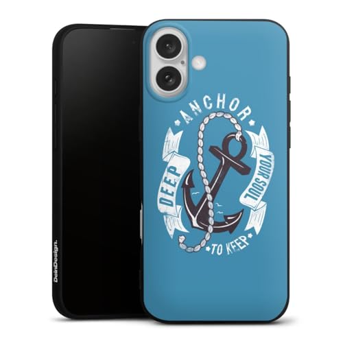 Coque silicone iPhone 16 Plus DeinDesign ancre marine - Protection souple premium pour smartphone