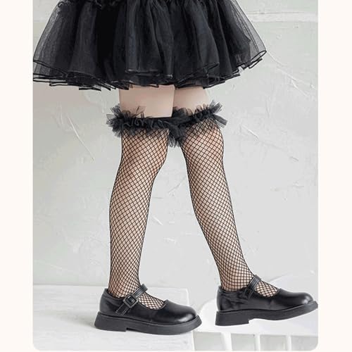 Kids Over The Knee Socks AntiSlip Thigh High Socks Spring Elastic Hollowed Stockings Child School Stage Shows Fashion Lace4