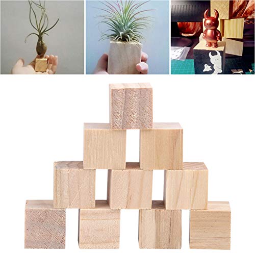 Blocos de Madeira para Artesanato, Cubos de Madeira Inacabados para Artesanato Diy, Blocos de Madeir