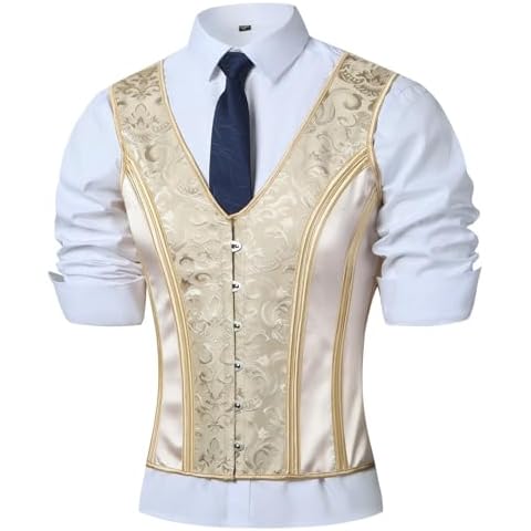 HUAMYTH Men's Lace Up Corset Waistcoat Cover