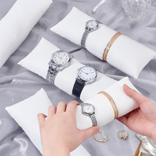 Zillary 4 Pièces Coussin Pour Montres, Oreillers De Bracelet En Velours, Longs Oreillers De Montre En Velours, Convient Pour Les Montres, Bracelets, Colliers, Présentoirs De Bijoux (Blanc) – vue 4
