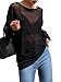 GORGLITTER Women's Mesh Long Sleeve Tops See Through Sheer Boat Neck T Shirts Sexy Concert Outfits Black Medium