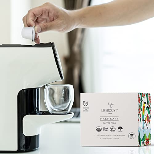 Lifeboost Coffee Usda Organic Coffee Pods Half Caff - Low Acid Single Origin Non-Gmo Half Caff Coffee K Cups For Keurig & Keurig 2 - No Mycotoxins Or Pesticides - 10 Count #TOP1