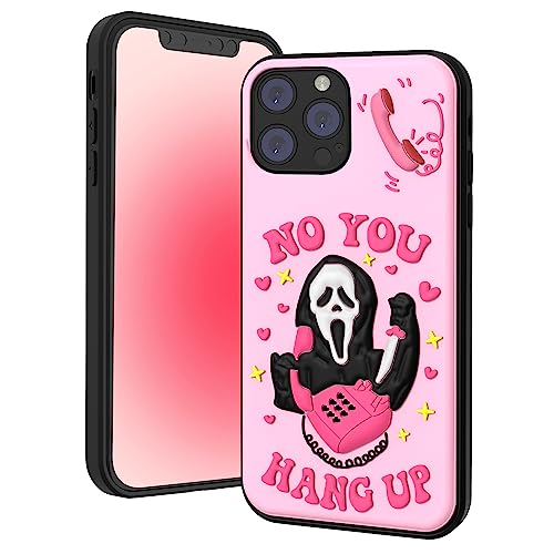 TOLUOHU Kawaii Case Compatible with iPhone 13 Pro Max Case, Cute Cartoon 3D Skull Skeleton Phone Case iPhone 13 Pro Max Case Soft Silicone Shockproof Cover for Women Girls Teens - Pink