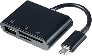 HUIOP 3-in-1 Micro USB to USB2.0+SD+TF Adapter Micro USB OTG to USB2.0 Adapter SD TF Micro SD Card Reader for Micro USB Devices,Black,Micro USB to SD