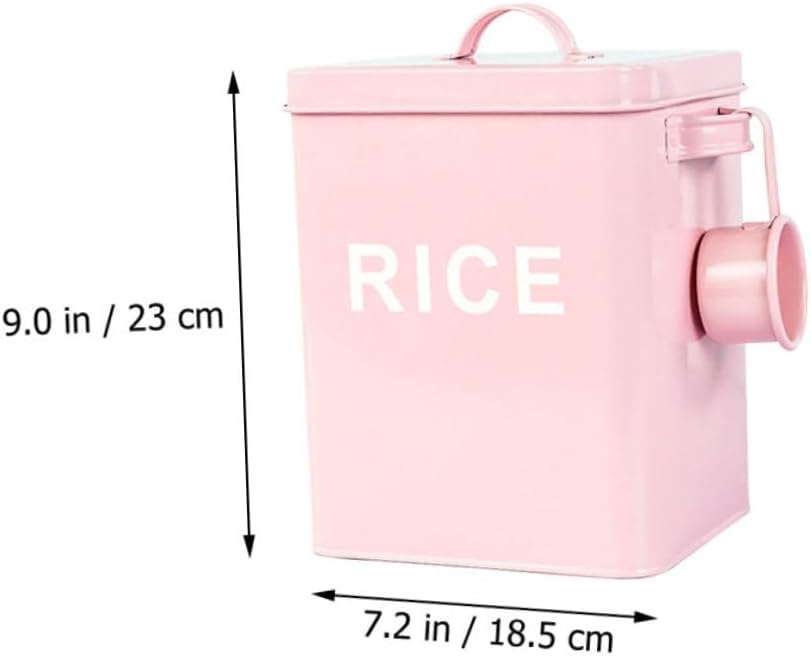 Toyvian Pet Food Storage Bucket Iron Sealing Rice Container with Measuring Cup Pink Moisture-proof Airtight Food Storage for Cats and Dogs