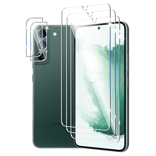 DXULWLM 3+2 sztuki szkła hartowanego do Samsung Galaxy S22 PLUS 5G z ochroną obiektywu aparatu, przezroczyste HD, twardość 9H, bez pęcherzyków, odporna na zarysowania folia ekranu