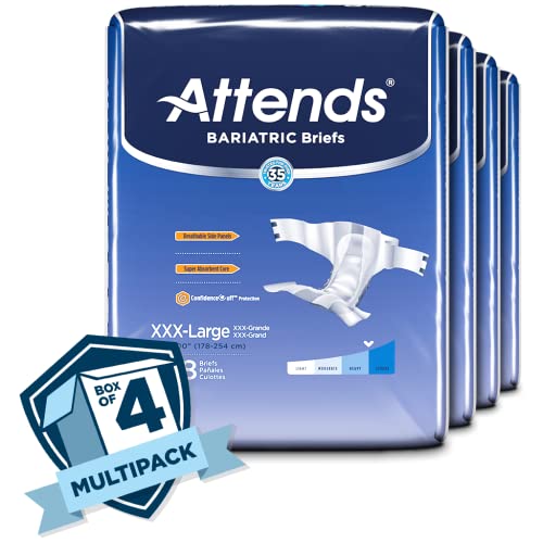 Attends Bariatric Briefs With Tabs For Adult Incontinence Care With Confidencecuff Protection, Ultimate Absorbency, Xxx-Large, 8-Count (X4) #TOP1