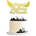 Happy Birthday in Heaven Cake Topper Party Decorations for Birthday,Anniversary,Funeral,Celebration of Life Party Supplies,Gold Glitter