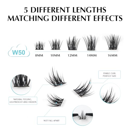 Oreola Individual Lashes 144Pcs Volume Cluster Eyelash Wispy D Curl False Lashes Extension Natural Look DIY at Home Easy to Use for Beginner(MIX8-16MM) - Image 3