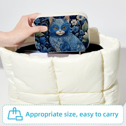 Boîte à bijoux chat bleu compacte pour bagues et colliers - 6