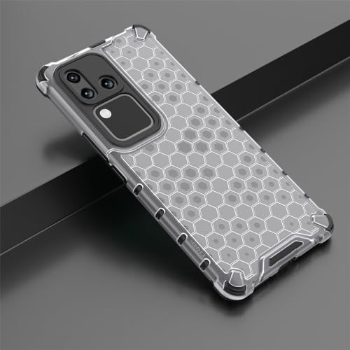 Image of Lustree TPU Honey Comb Armor Shock Proof Back Cover for for vivo V30 / VIVO V30 Pro- Transparent