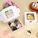 Moretoes 50pcs White Cookie Boxes with Window, 4x4x2.5 Inches Bakery Boxes with 5pcs Stickers for Small Cookies, Treats, Desserts, Chocolate Covered Strawberries, Mini Cake
