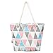 Premium Multi-Color Geometric Triangle Cotton Canvas Tote Shoulder Bag Handbag, Multicolor