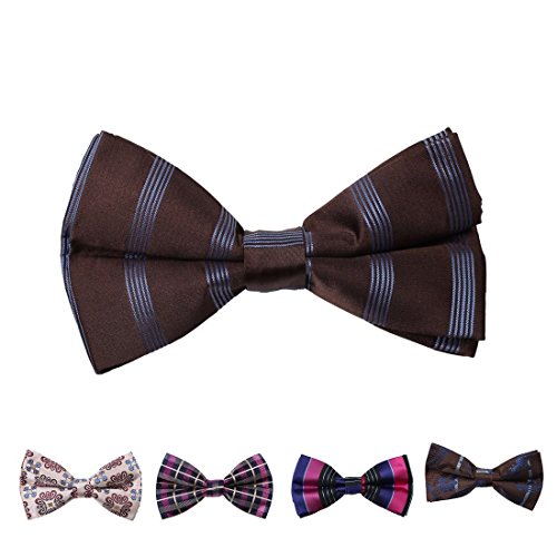 Dan Smith DBFF0184 Inspire Patterns Bow Ties Microfiber For Designer Set of 5 Bow Ties - Marron, Brown, Black, Purple, Blue