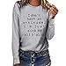 Yowablo Femmes Casual Top Blouse Lettres à Manches Longues imprimées Top Round Neck T-Shirt Top Loose Top Chemises Chemises T-Shirts Surdimensionnés pour Femmes Champignons